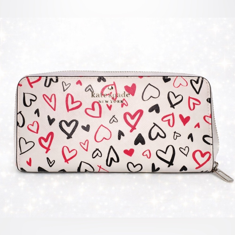 Kate Spade White and Pink Heart Wallet